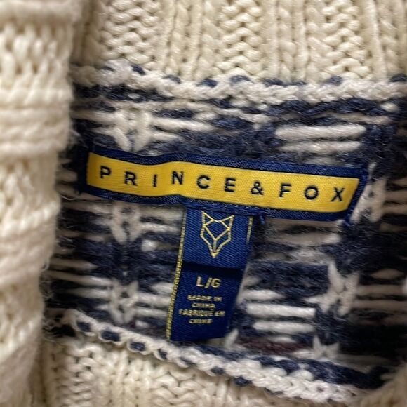 Prince and Fox woman’s cream turtleneck sweater with a colorful design - Picture 9 of 13